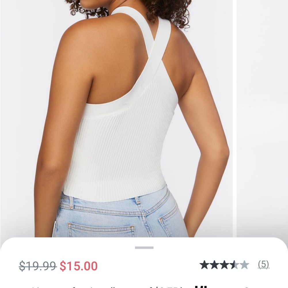 White Ribbed Halter Top - Picture 2 of 5